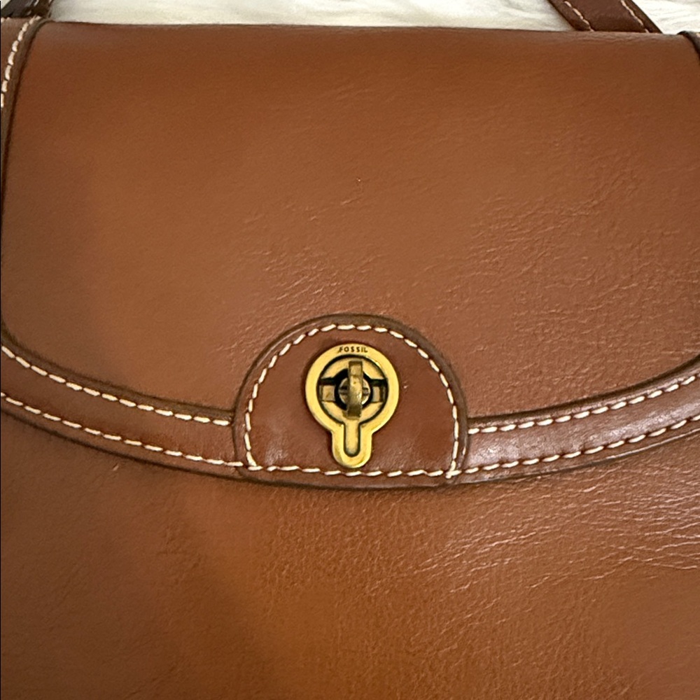 FOSSIL Brown Leather Crossbody Bag Ainsley Flap - Picture 3 of 15